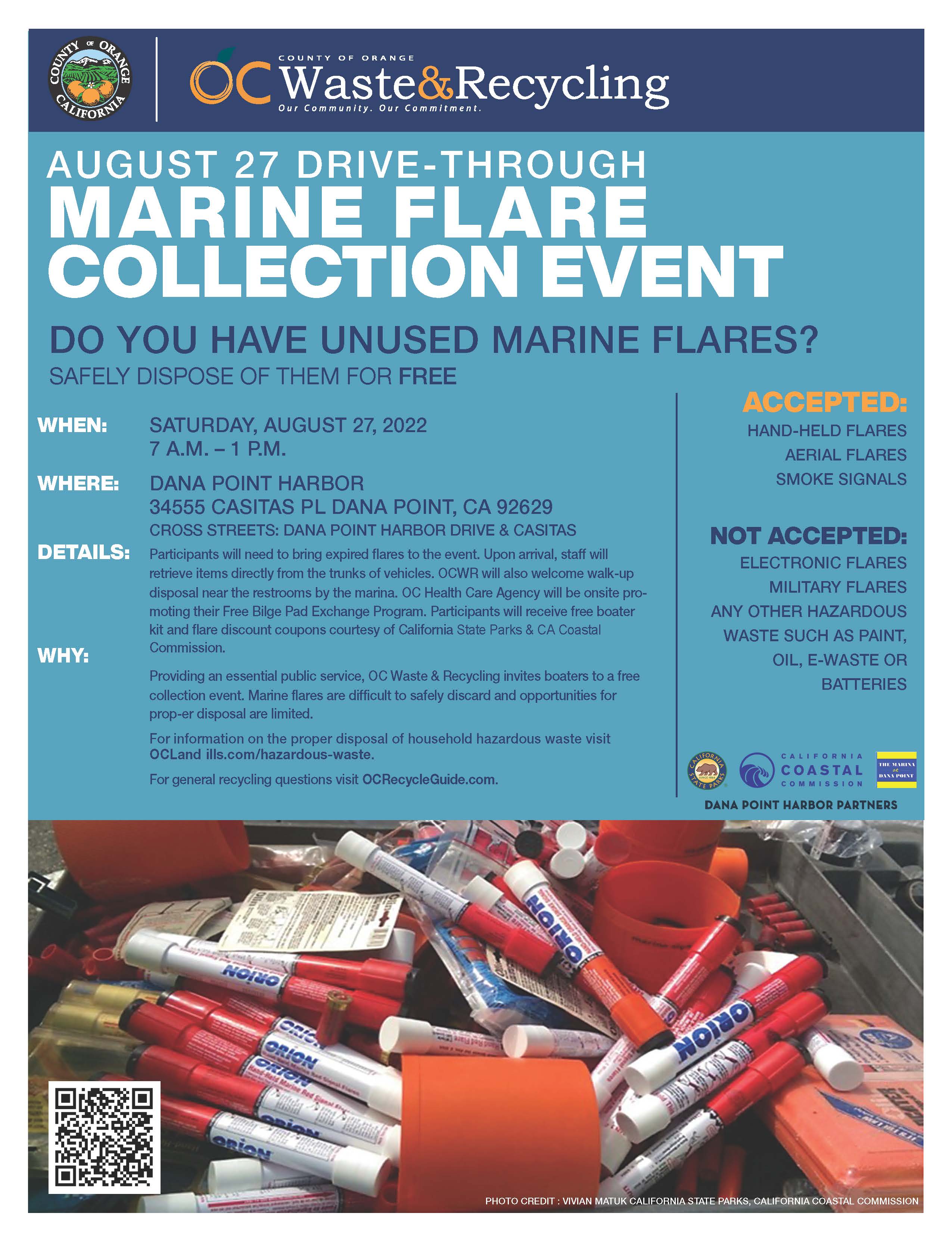 Southern California Marine Flare Collection Events August 27 and